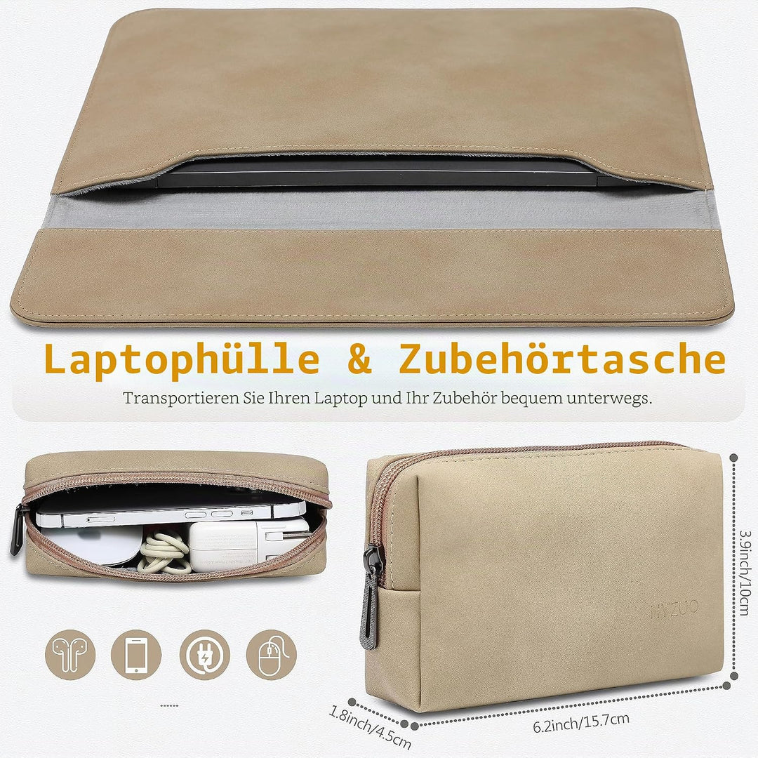 HYZUO 13 Zoll Wildleder Laptop Hülle für MacBook Air 13,6/13 M4 M3 M2 M1 2025-2018, MacBook Pro 13 M