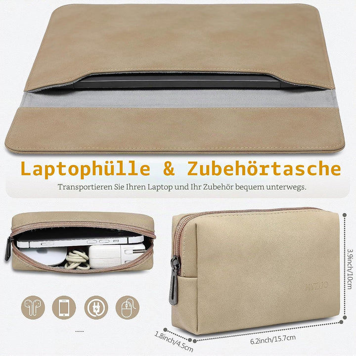 HYZUO 13 Zoll Wildleder Laptop Hülle für MacBook Air 13,6/13 M4 M3 M2 M1 2025-2018, MacBook Pro 13 M