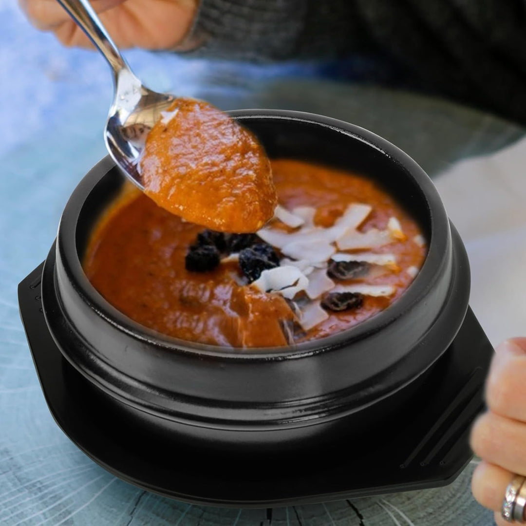 Housoutil Korean Cooking Korean Stone Bowl Sizzling Hot Pot for Bibimbap and Soup Premium Ceramic wi