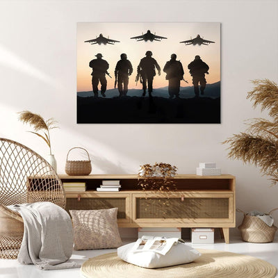 Bilder auf Leinwand 100x70cm Leinwandbild mit Rahmen Armee Militaria Gross Wanddeko Bild Schlafzimme