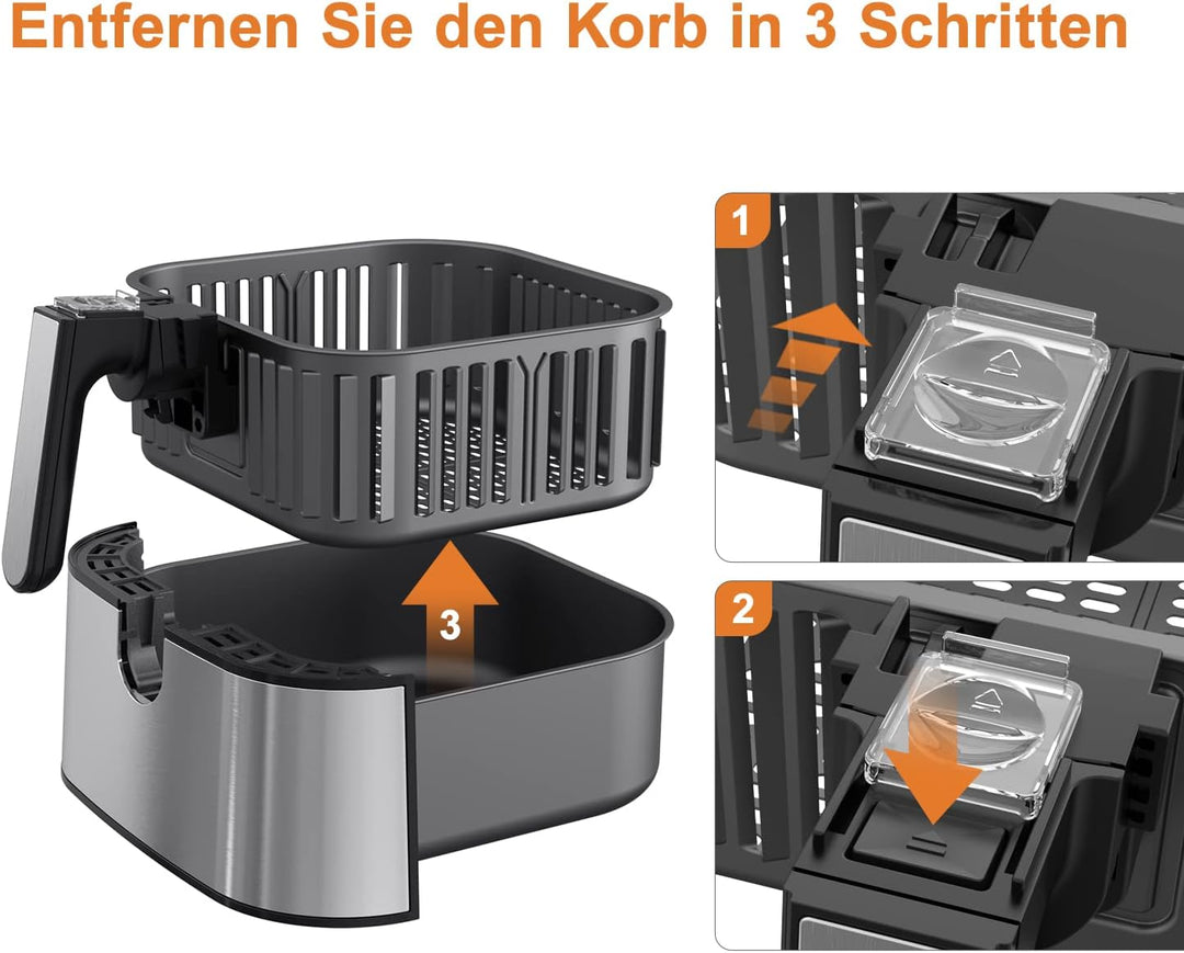 Innsky Heissluftfritteuse Ersatzkorb 5,5 l für Innsky Air Fryer, antihaftbeschichteter Frittierkorb,