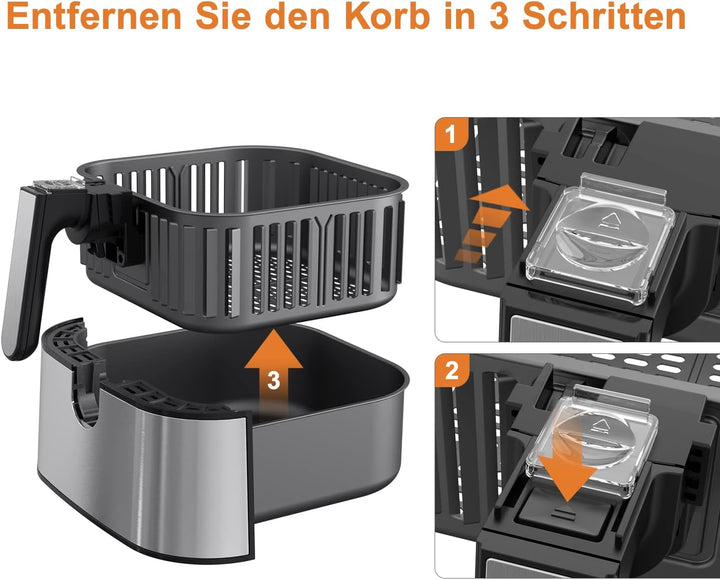 Innsky Heissluftfritteuse Ersatzkorb 5,5 l für Innsky Air Fryer, antihaftbeschichteter Frittierkorb,