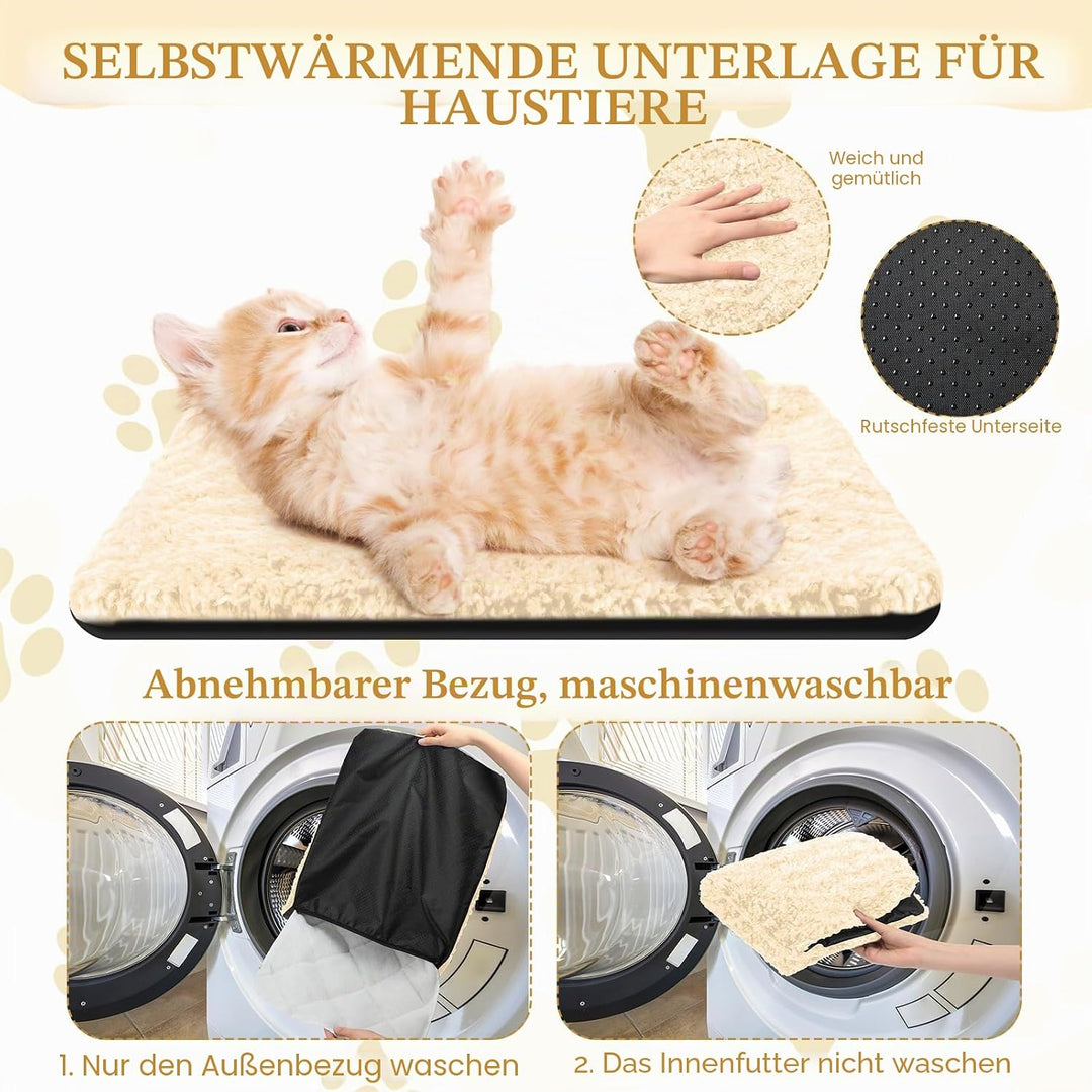 Photect 4 Coussins Auto-Chauffants pour Animaux de Compagnie Tapis pour Chien Lavable Amovible Fond