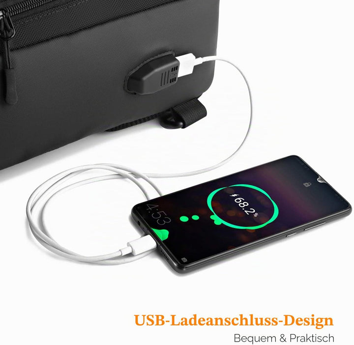 FANDARE Anti-theft Brusttasche Sling Bag mit USB Schultertasche Herren Grosse Kapazität Crossover Ba
