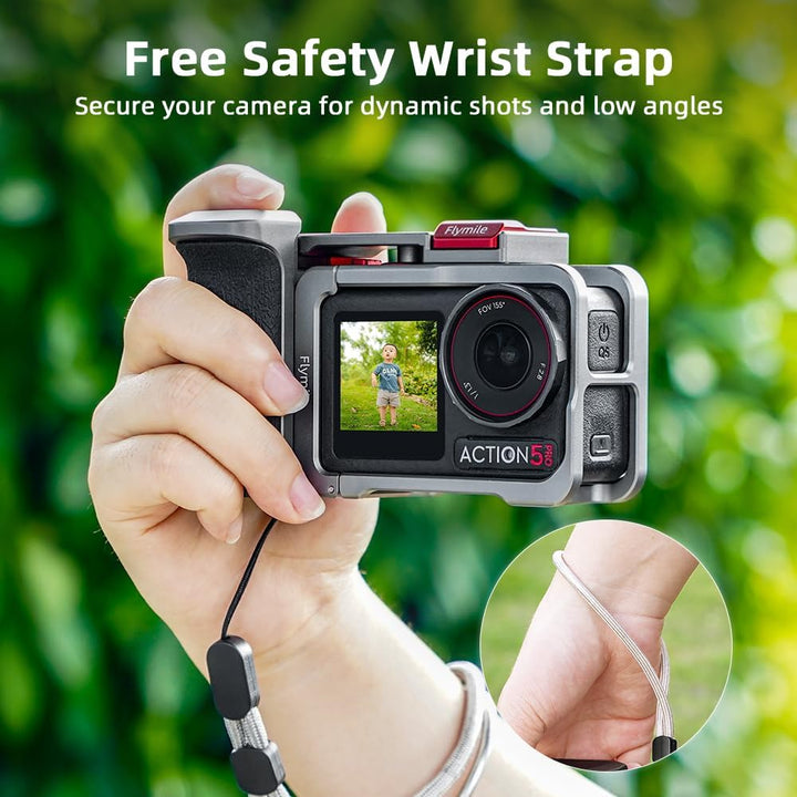 BRDRC Grip Kit für DJI Action 5 Pro 4 3 (mit Käfig), Griffhalter-Bundle Erweiterungshalterung mit Au
