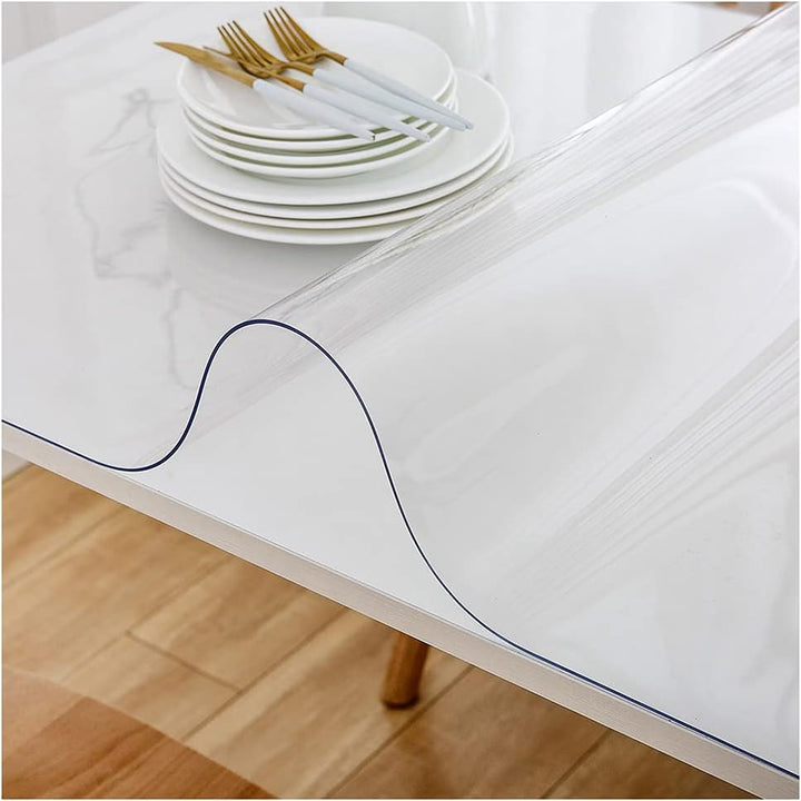 LAVOUP Tischschutz, transparent, 2 mm, PVC, abwischbar, geruchsneutral, wasserdicht, für Zuhause, Kü