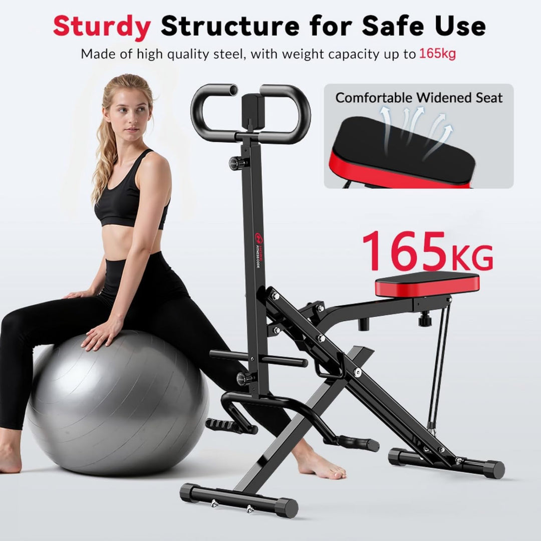 Squat Machine Faltbare Heimtrainer Fitnessgeräte, Assist Row-N-Ride Trainer, 165 kg belastbar, AB Bo