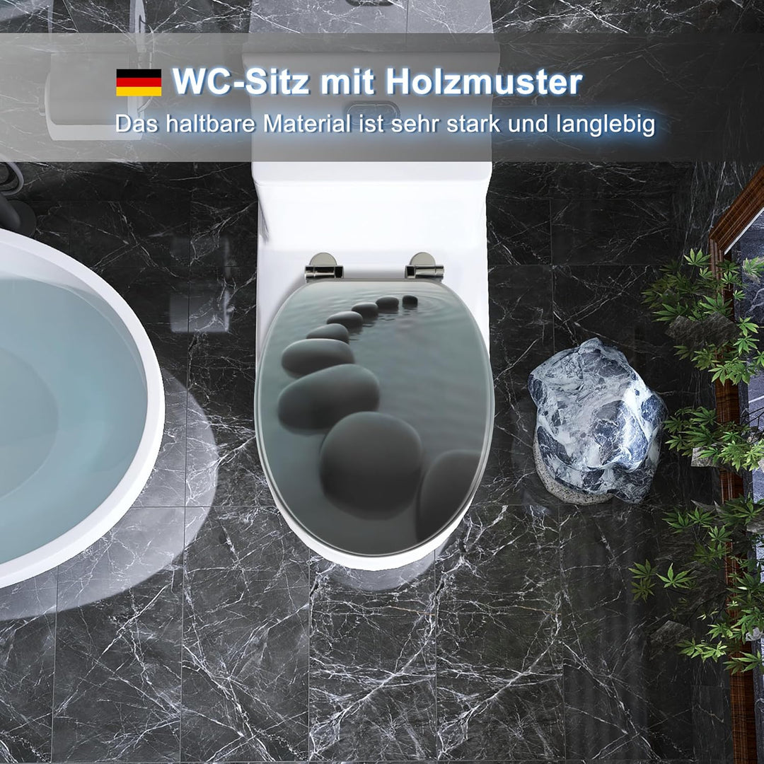 Wc Sitz Mit Absenkautomatik,Viele bunte Motive,Toilettendeckel aus Holz,Stabile QualitäT,Einfache Mo