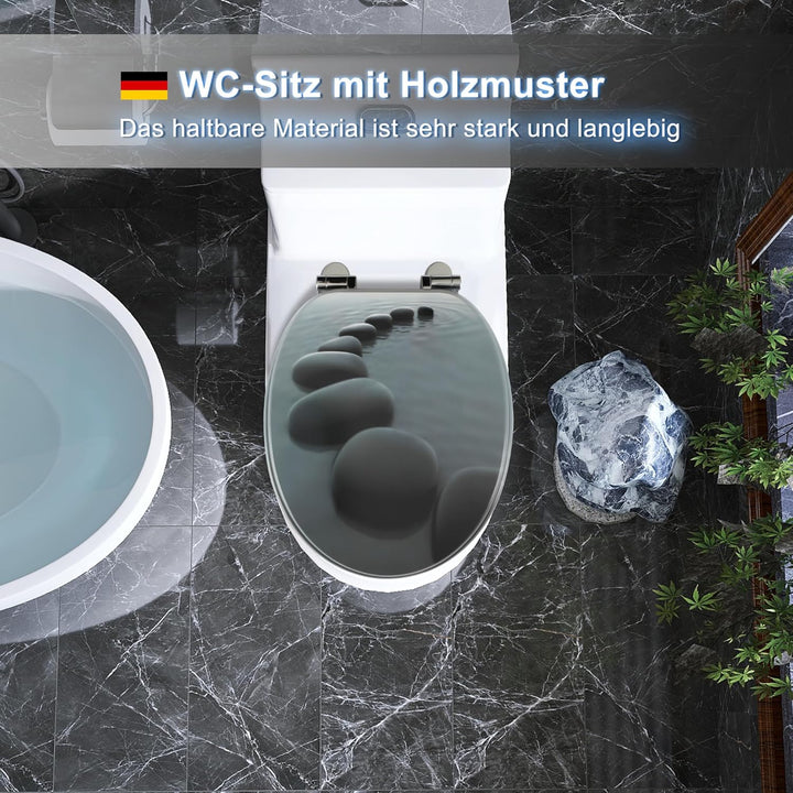 Wc Sitz Mit Absenkautomatik,Viele bunte Motive,Toilettendeckel aus Holz,Stabile QualitäT,Einfache Mo
