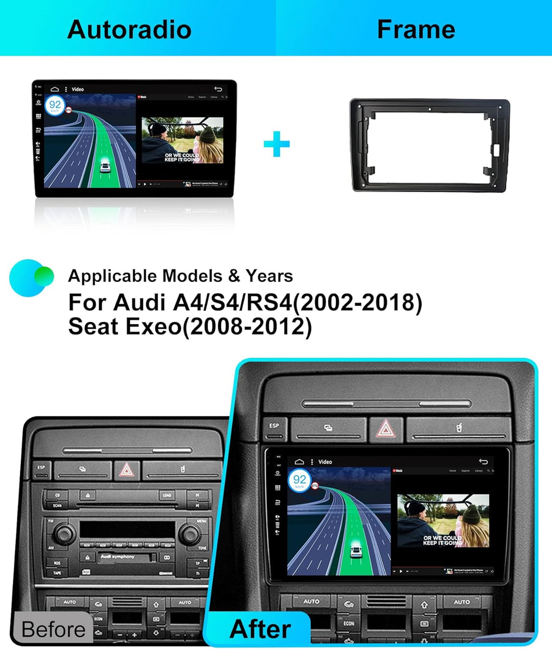 JOYX Android 10 Autoradio Passt für Audi A4 (2003-2011) mit 2.5D - Rückfahrkamera Canbus KOSTENLOS -