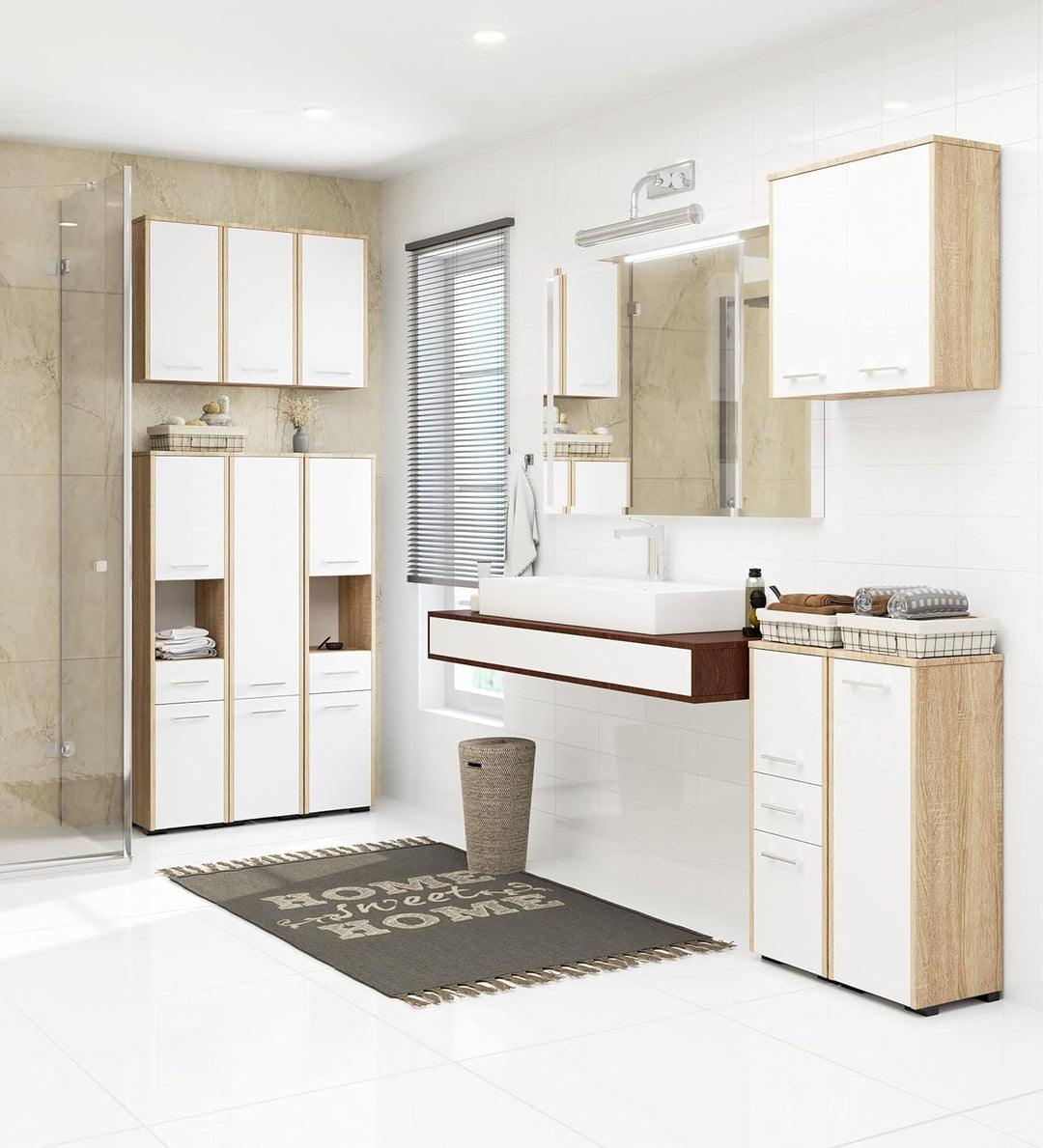AKORD Stehender Badezimmerschrank schränke | Badezimmer kommode | FIN S30 eintürig | B30 x H82 x T30