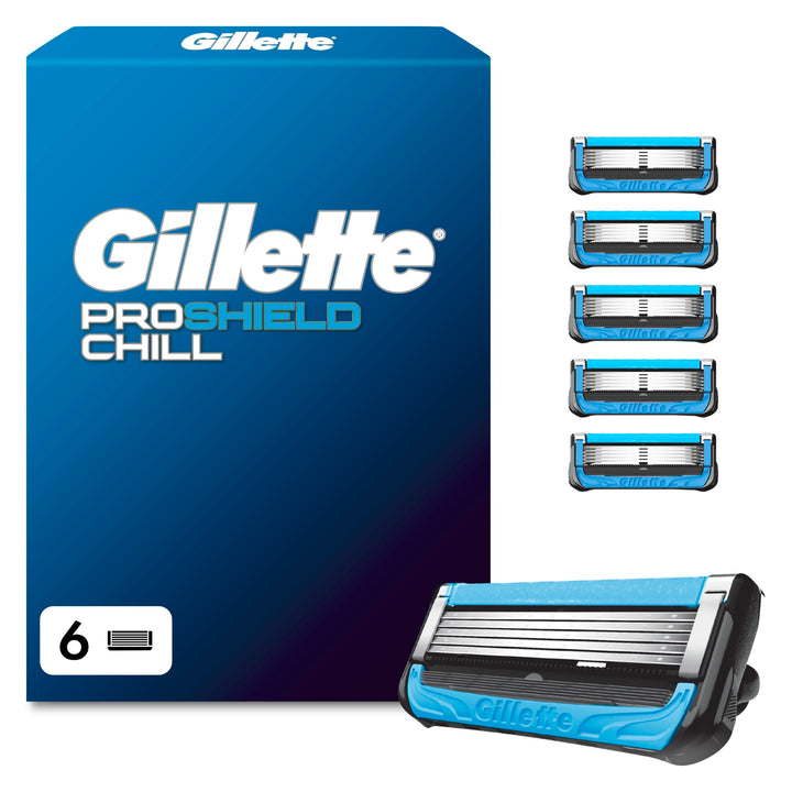 Gillette ProShield Chill Rasierklingen für Rasierer, 6 Ersatzklingen für Nassrasierer Herren mit 5-f