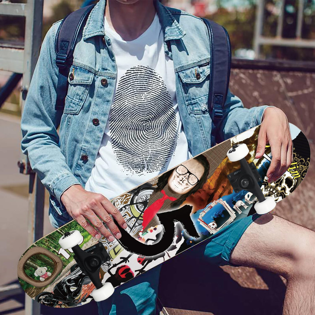 Sefulim Skateboard Adult Komplettboard 31 x 8 Zoll£¬ mit ABEC-7 Kugellager 7 Layer Ahorn f¨¹r Anf?ng
