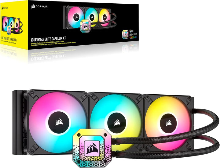 Corsair iCUE H150i ELITE CAPELLIX XT Liquid CPU Cooler - Drei AF120 RGB Lüfter - 360mm Radiator - In