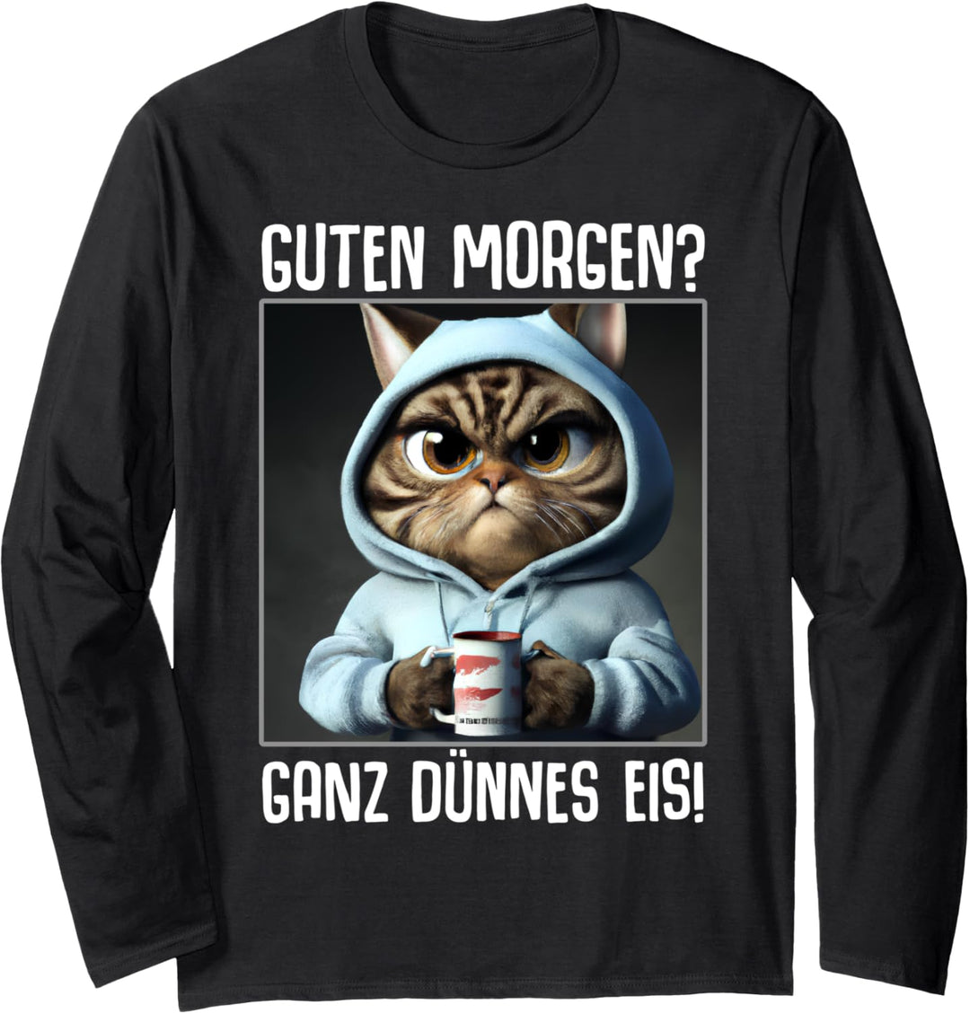 Kaffee Morgenmuffel Mitarbeiter Spruch Lustig Katze Geschenk Langarmshirt