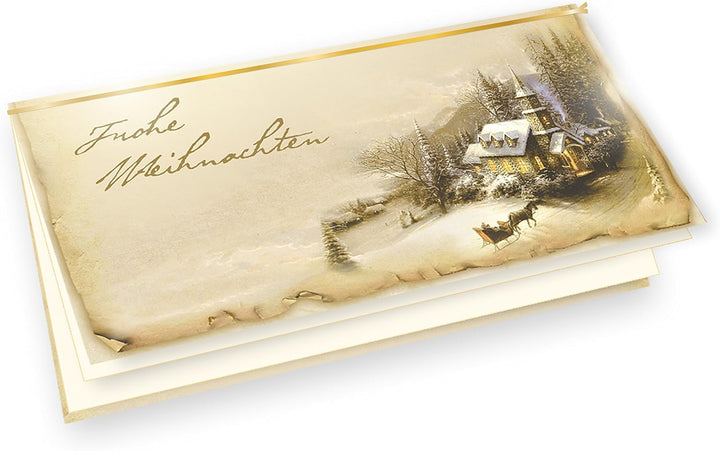 TATMOTIVE 50-er Set Weihnachtskarten Klappkarten Grusskarten Set Motiv Winteridylle Frohe Weihnachte