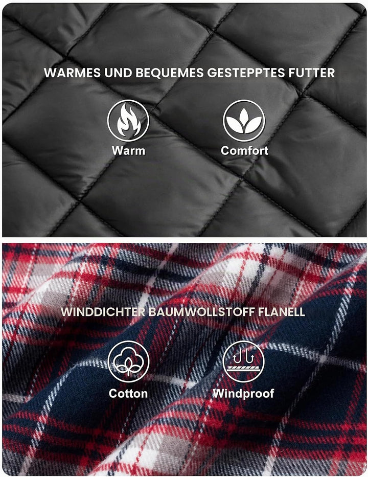 TACVASEN Herren Karierte Hemdjacke Flanellhemd Holzfällerhemd Thermohemd Jacke S Rot Weiss, S Rot We