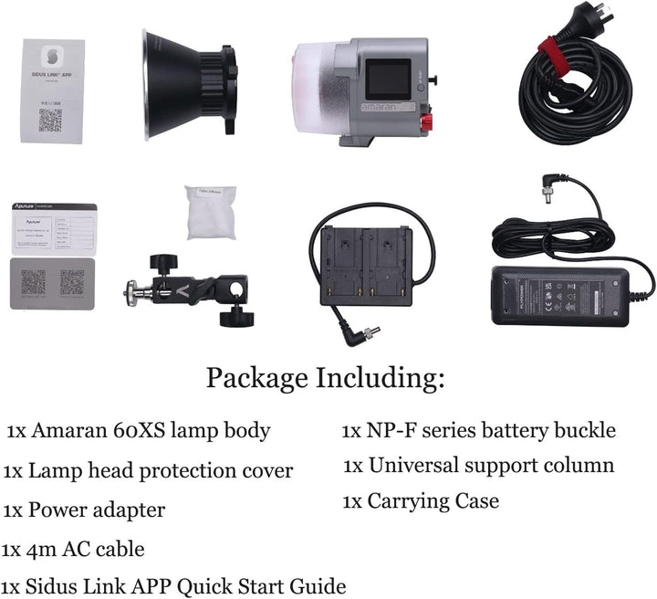 Aputure Amaran 60x S LED Videoleuchte 65W Ausgang Bi-Color 2700k-6500k mit Bowens Mount App Control