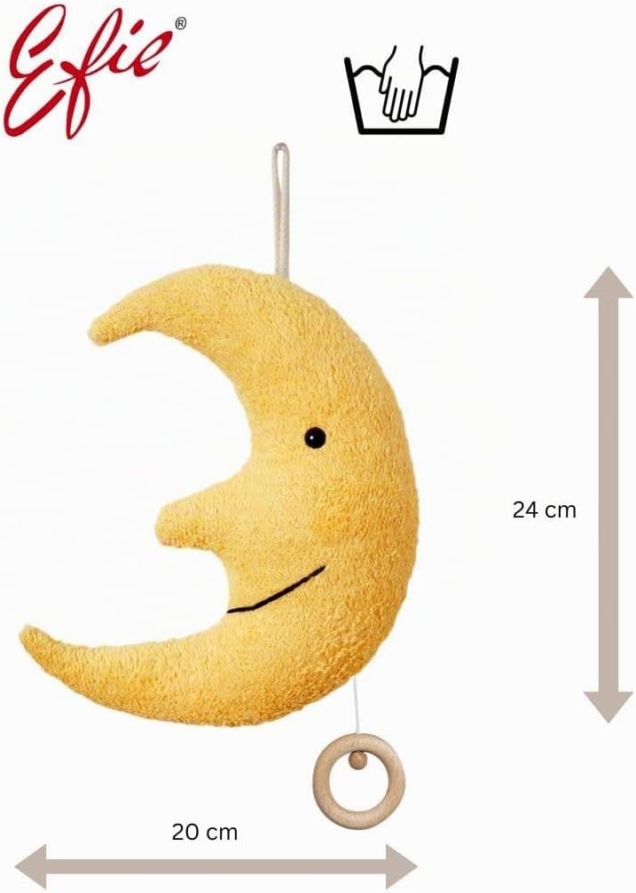 Efie Bio Spieluhr Mond – Bio-Baumwolle (kbA), Made in Germany, GOTS-zertifiziert – Melodie (Guter Mo