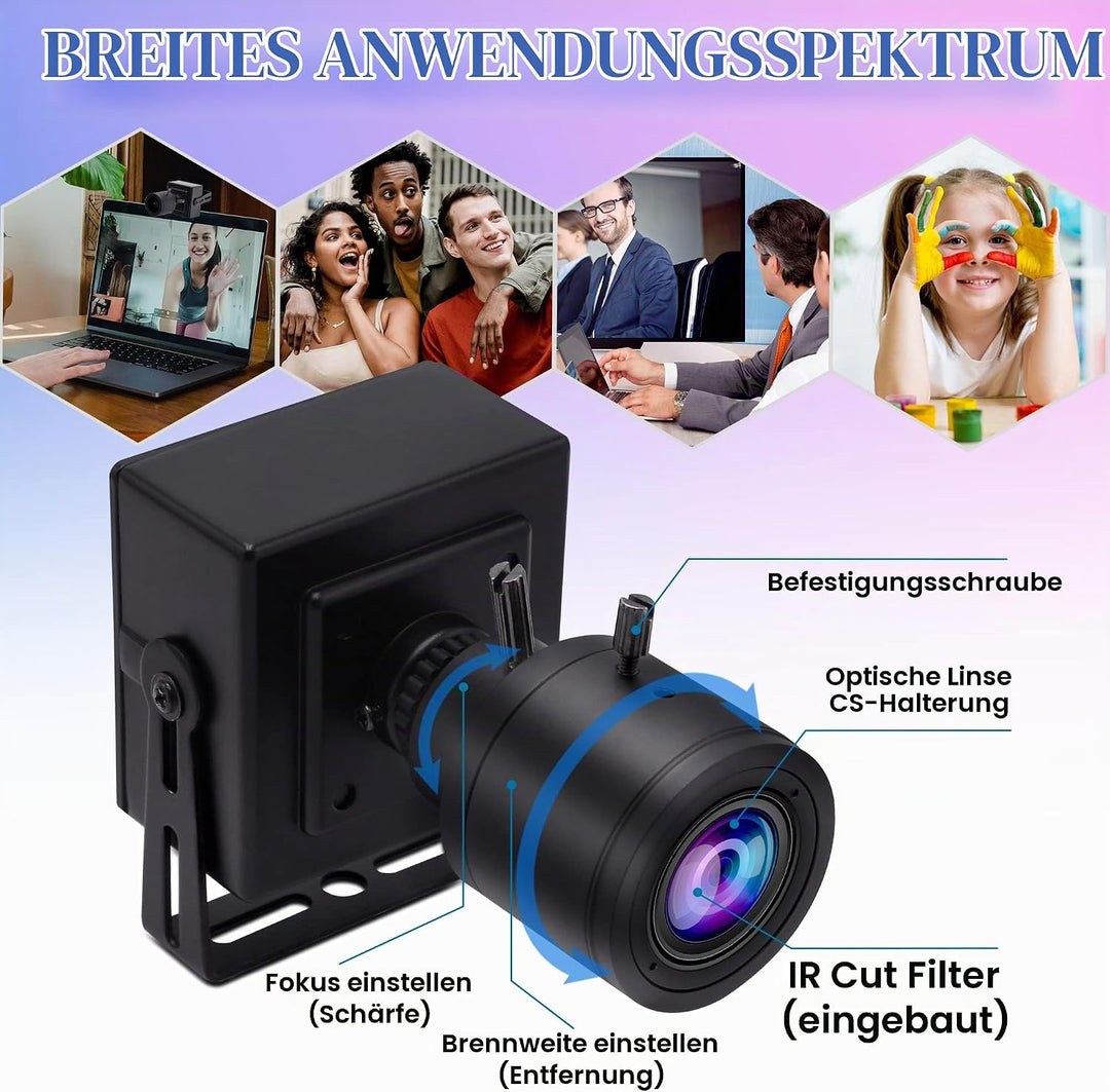ELP 5 Megapixel Business Webkamera,2,8-12mm Vario Objektiv,USB Computer Zoom Webcam,Weitwinkel,Plug