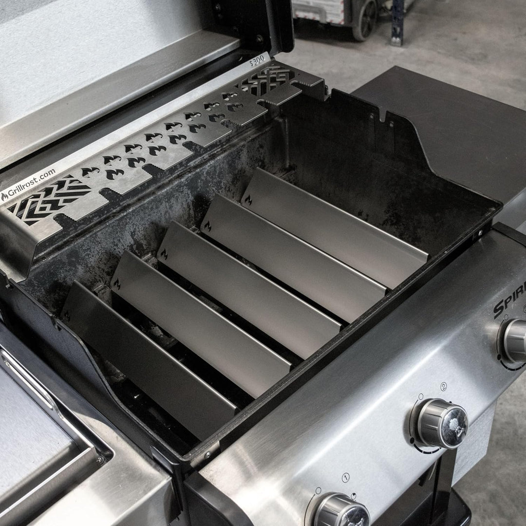Grillrost.com Das Original Edelstahl Aromaschienen Set für Weber Spirit & Spirit II - 300er Baureihe