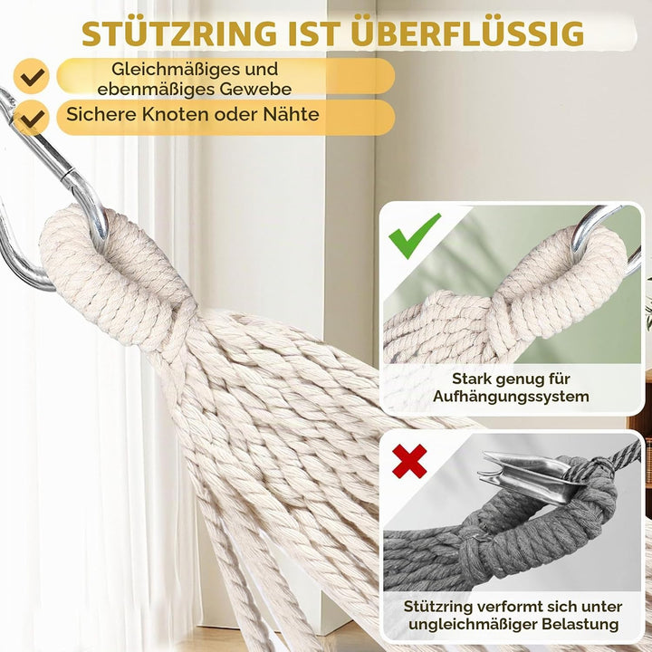 ANYOO Hängematte Outdoor Baumwolle Bequemer Stoff mit Baumfreundlichen Gurten zum Aufhängen, Robuste