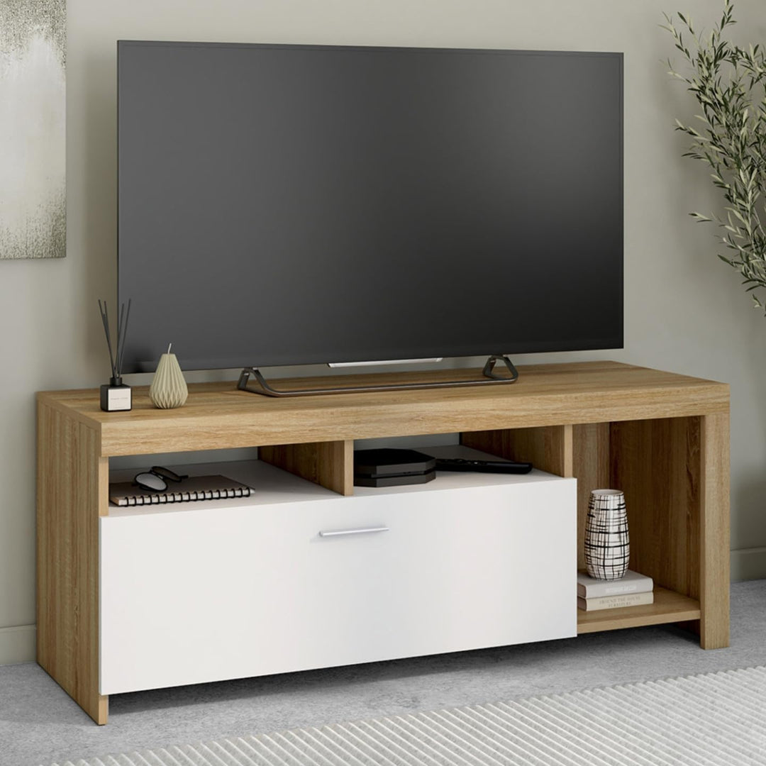 IDMarket - TV-Schrank 110 cm Malo Holz und Schrank weiss
