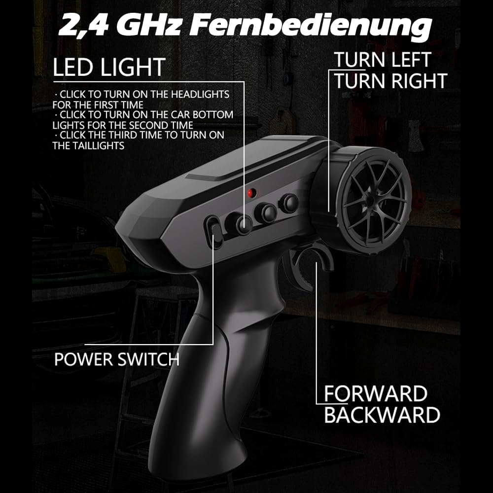 Ferngesteuertes Auto 1:24 Scale Drift Car 4WD 2.4GHz RC Drift Auto 20KM/H Hohe Geschwindigkeit Rennw