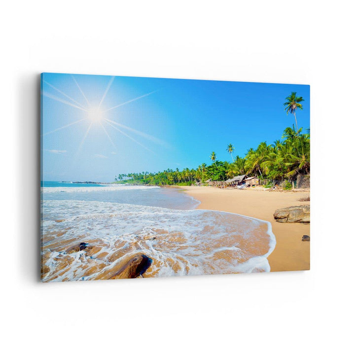 Bilder auf Leinwand 100x70cm Leinwandbild Insel Landschaft Maledivie Freiheit Gross Wanddeko Bild Sc