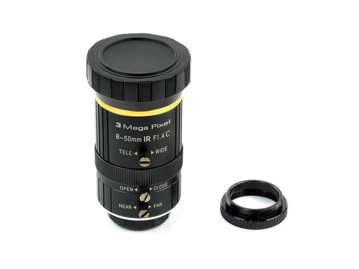 Waveshare Quality Industrial Zoom Lens 8-50mm Adjustable Focal Length with Adjustable Angle of View