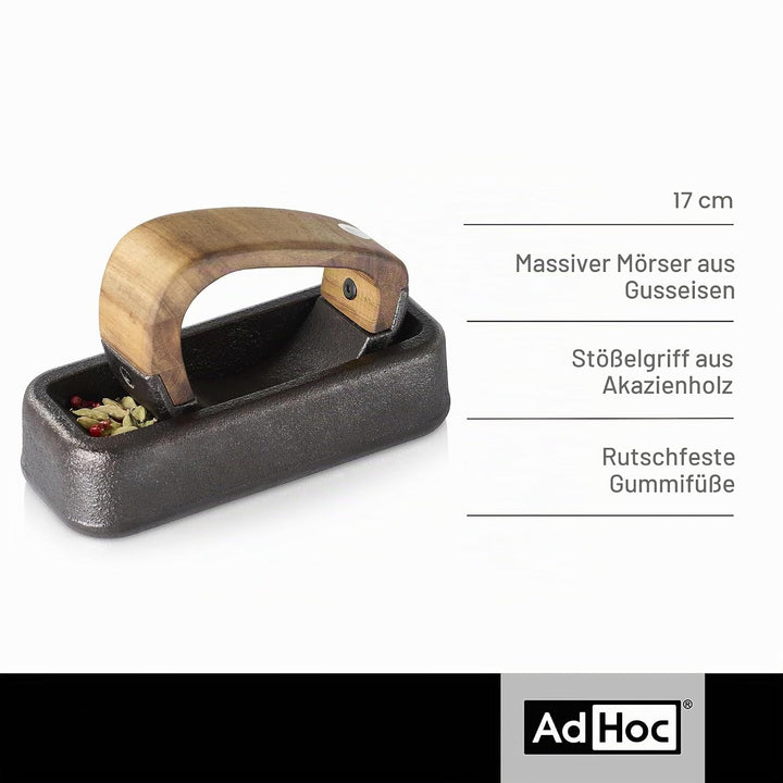 AdHoc MO31 Wiegemörser Rocca, Gusseisen | Akazienholz