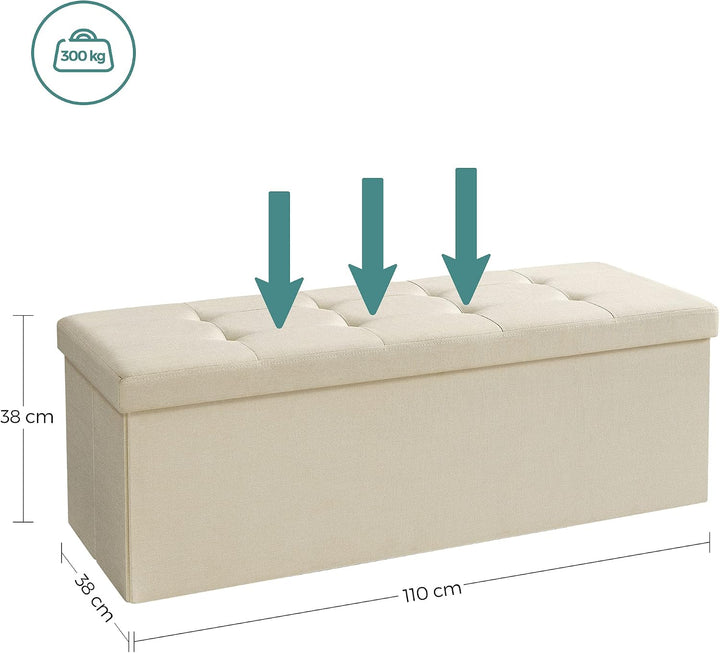 SONGMICS 110 cm Sitzbank mit Stauraum, 2er Set, klappbare Sitztruhe, Aufbewahrungsbox, Fussbank, bei