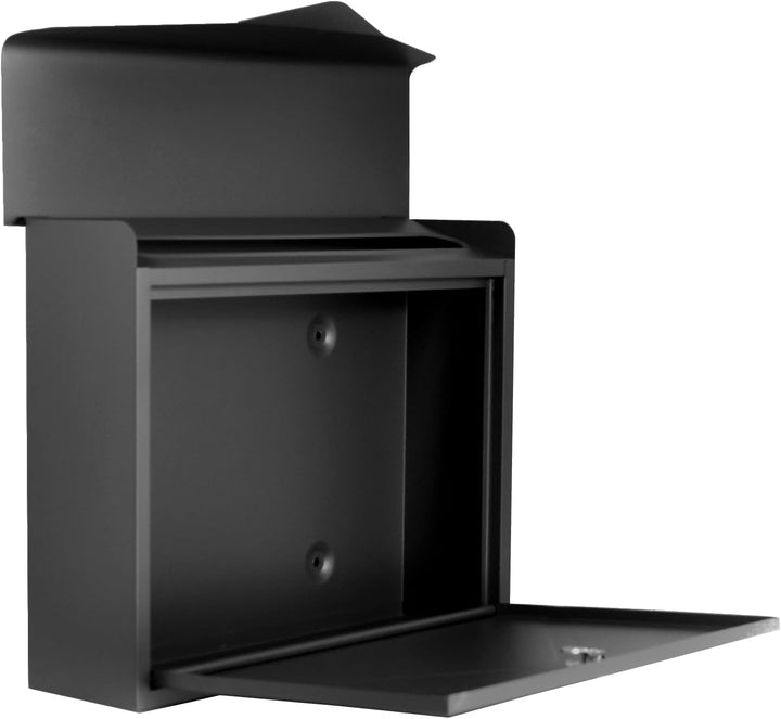 Designer Briefkasten Wandbriefkasten Postkasten ohne Zeitungsrolle Zeitungsfach Schwarz Matt RAL 901