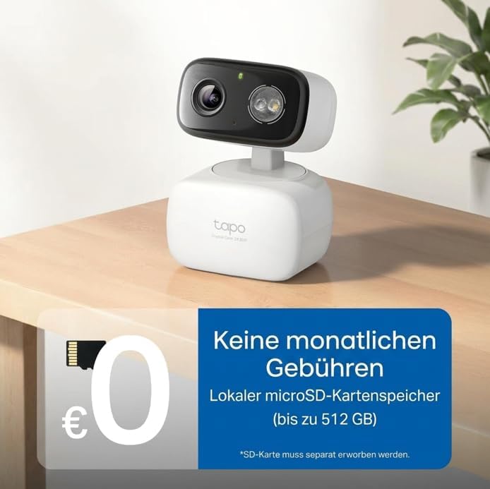 Tapo C216 Mini-Überwachungskamera mit Aufzeichnung, 2K 3MP, 360°-Abdeckung für Innen- und Aussenbere
