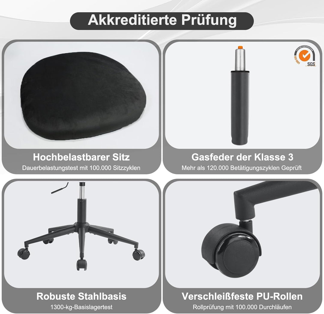 Stuhl für Schminktisch, Drehstuhl mit Rollen aus Samt, Schlafzimmer Stuhl, Schminktisch Sessel Drehb