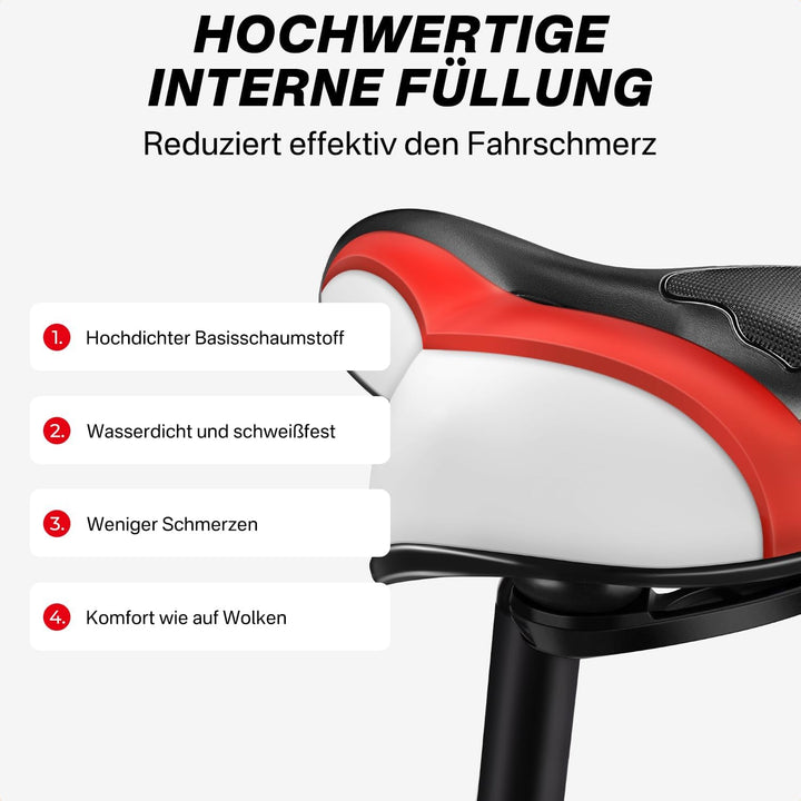 YOUNGDO Fahrradsattel, Gel Fahrradsitz, breiter, weicher, komfortabel atmungsaktiv stossdämpfend, Er