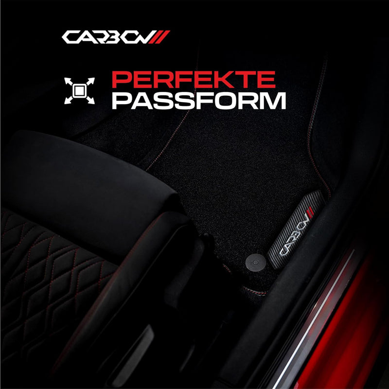 M MOTOS Personalisierte Velours-Fussmatten Carbon Series für SEAT Ateca ab 2016 - Premium, Carbon, R