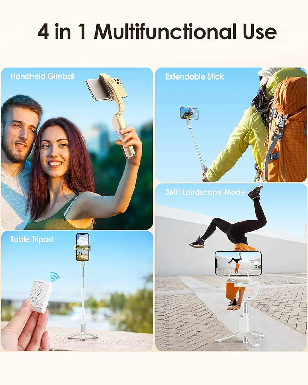 Single Achsen Smartphone Gimbal, hohem iSteady Q 4 in 1 Stabilisator mit Tripod, Selfie Stick Stativ