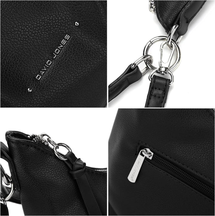 David Jones - Damen Hobo Schultertasche - Frau Handtasche PU Leder - Umhängetasche Mittelgrosse Lang