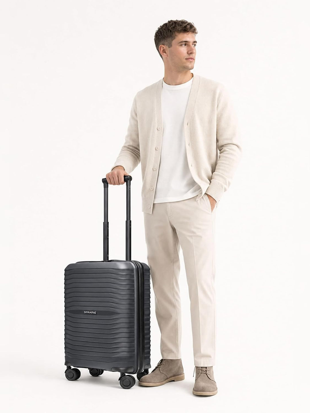 Stratic Kabinen-Koffer für Damen und Herren | Kleiner Cabin-Trolley 37 x 20 x 55 cm aus hochwertigem