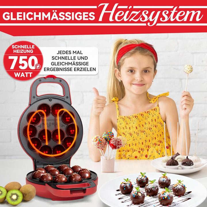 SugarWhisk Flip Cake Pop Maker - Stellen Sie 12 Cake Pops von 1,4 cm Durchmesser her, Keramikbeschic