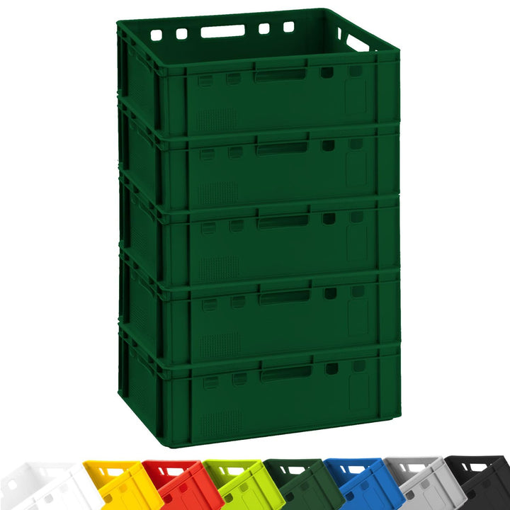 Fleischkiste E2 60x40x20 cm Dunkelgrün Eurobox 5er Set Stapelbox Robust | BURI Metzgerkiste Made in