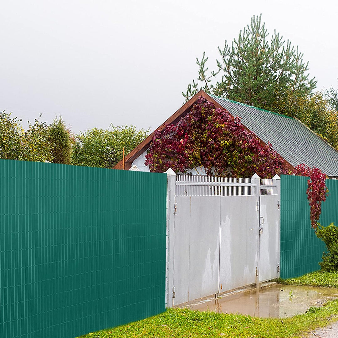 PVC Sichtschutzmatte Sichtschutzzaun 80x300CM, Grün, Outdoor Sichtschutz mit verstärkten Lamellen, Z