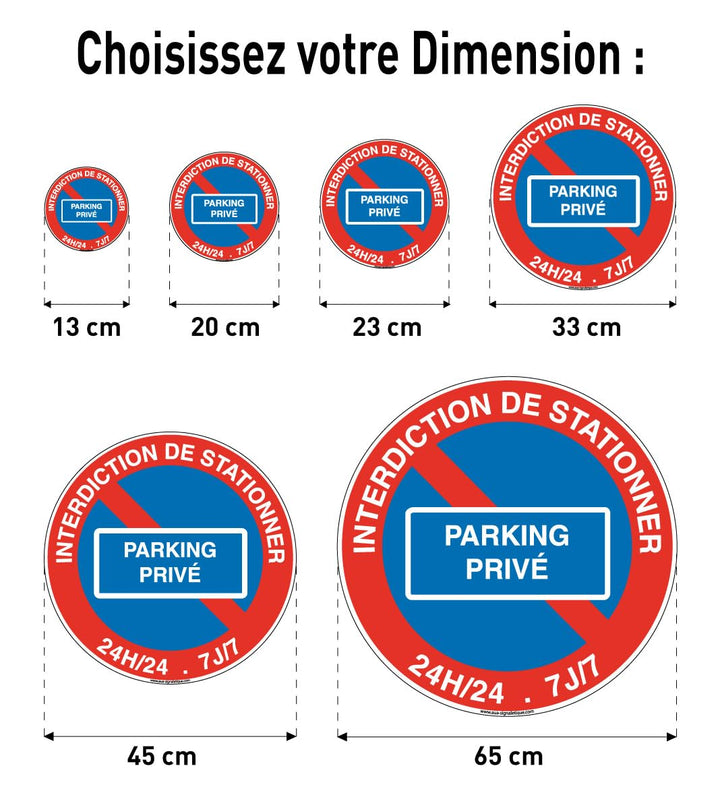 Aua Signaletique - Panneau Interdiction de Stationner 24H/24 Et 7J/7 - Ø 450 Mm, Pvc 1. 5 mm Ø 450 m