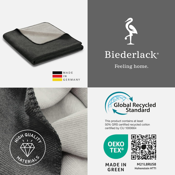 biederlack® Wohndecke Double Optic Anthrazit-Silber, Sofadecke 150x200 cm, Anthrazit-silber