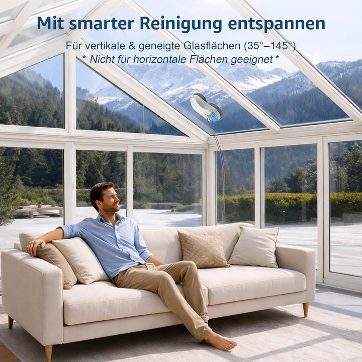HUTT S55 Pro Fensterputzroboter mit 3D-Schwebepads, 6500Pa Saugkraft, HydroJet-Pumpspray, SLAM 4.0 N