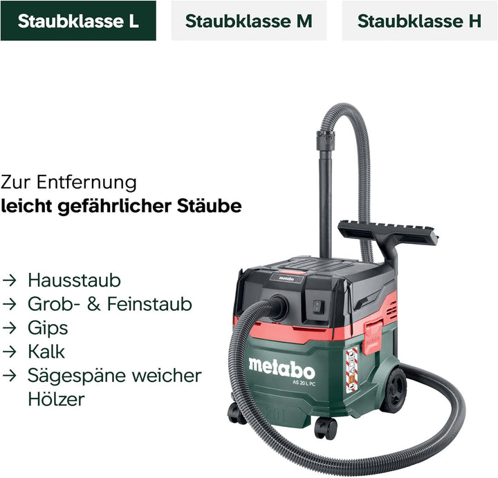 metabo AS 20 L PC Allessauger – 602083000 – Nass-/Trockensauger mit integrierter Filterabreinigung –