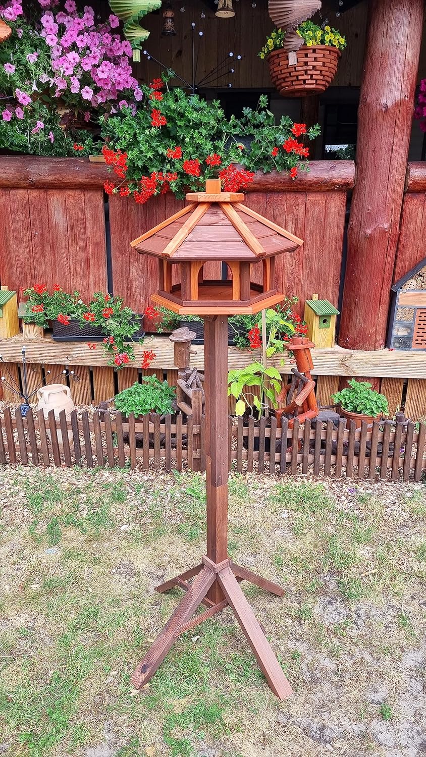 Vogelhaus mit Stander aus Holz, wetterfest, vogelfutterhaus, Futterhaus, Futterstation für Wildvögel