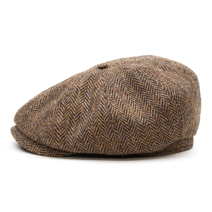 Sterkowski Shelby Mütze | Tweed Schiebermütze für Herren | Warm Elegant 100% Wolle Zeitungsjunge Kap