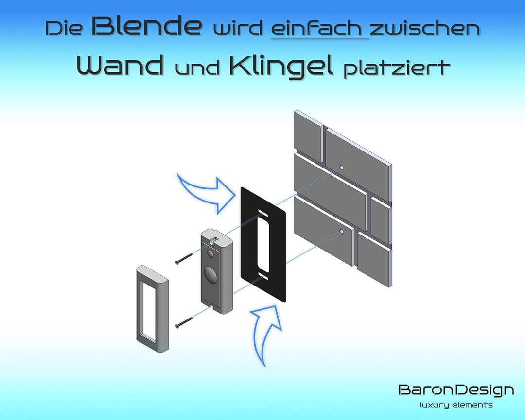Ring Video Doorbell Pro 1/2 Blende, Wandplatte, Halterung, Edelstahl, Schild, Rahmen, Hochwertiges D